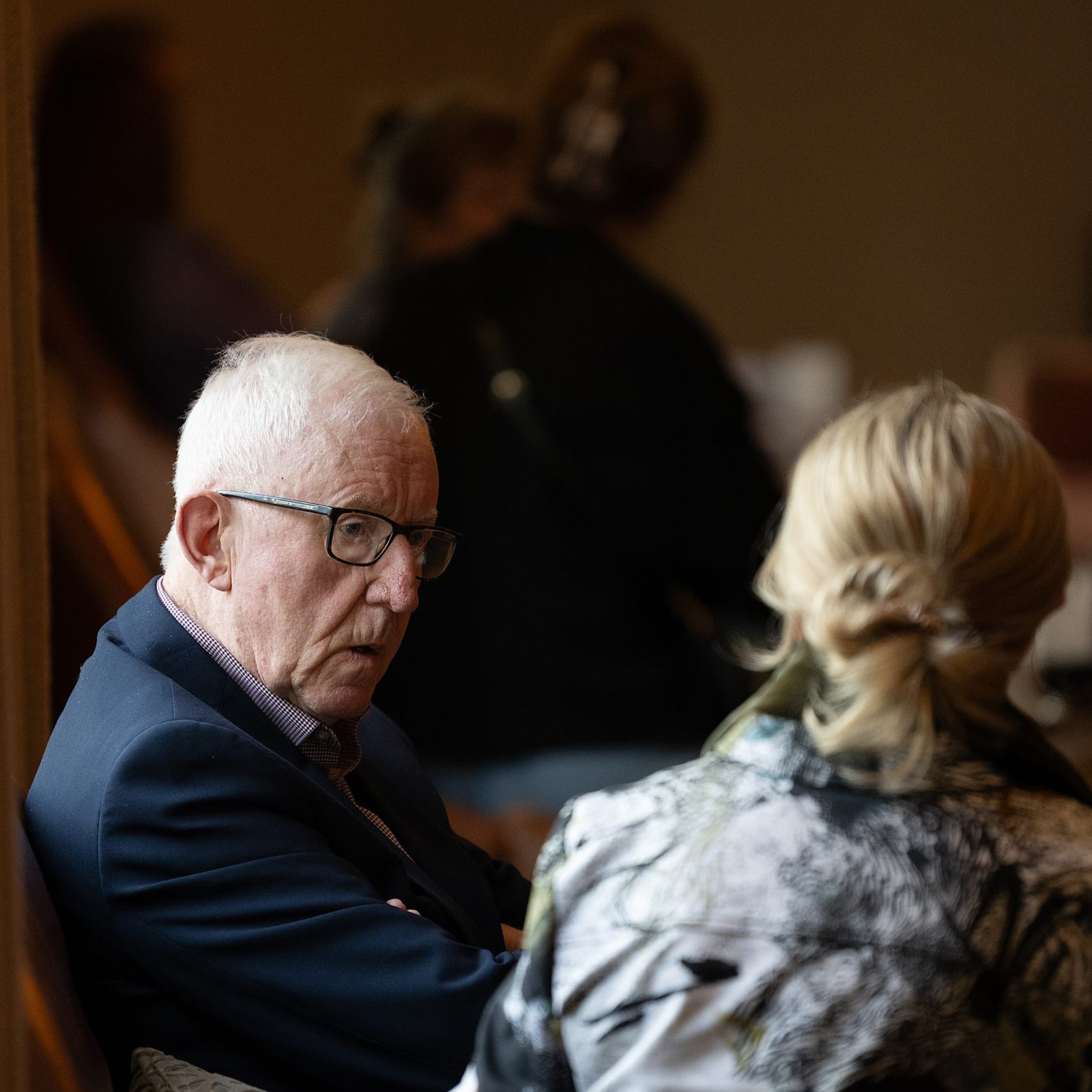 Two people speaking with each other